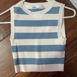 Zara Blue and White Striped Top